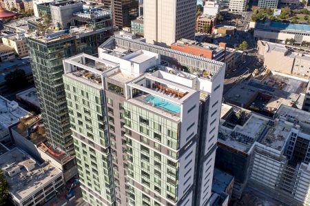 ZO Apartments at 1700 Webster St, Oakland. Drone Photography by Eric Sahlin.